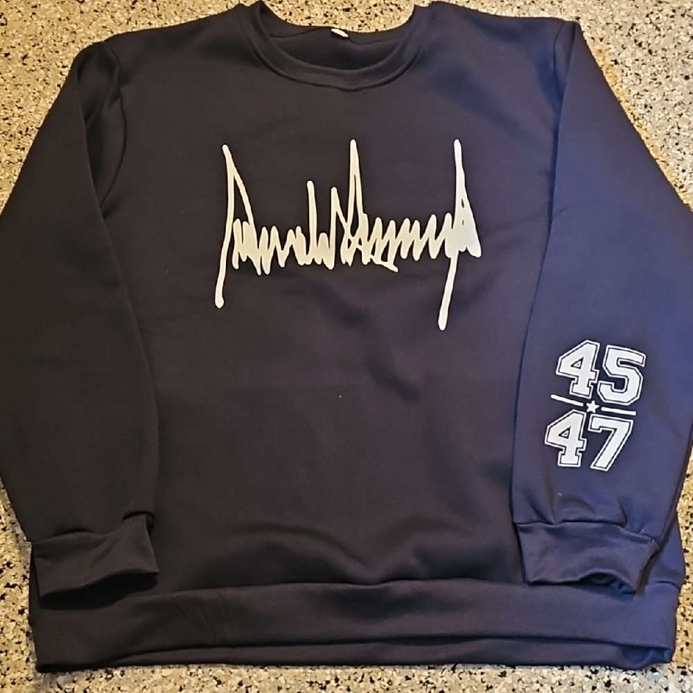 Donald J Trump Fleece Navy Blue Signature Sweatshirt. Size XL.